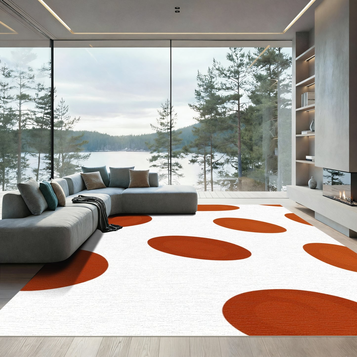 Terracotta Abstract Ovals Rug