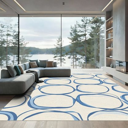 Blue Organic Shape Mid Century Rug