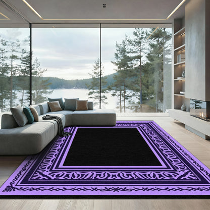 Ornate Lavender Geometric Border Rug