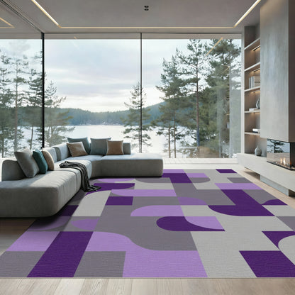 Modern Purple Geometric Abstract Rug