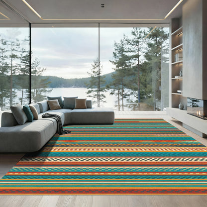 Eclectic Striped Tribal Geometric Rug