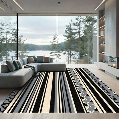 Monochromatic Striped Geometric Edge Rug