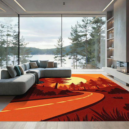 Crimson Forest Sunset Road Rug