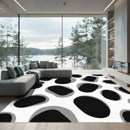 Monochromatic Black Organic Spots Rug