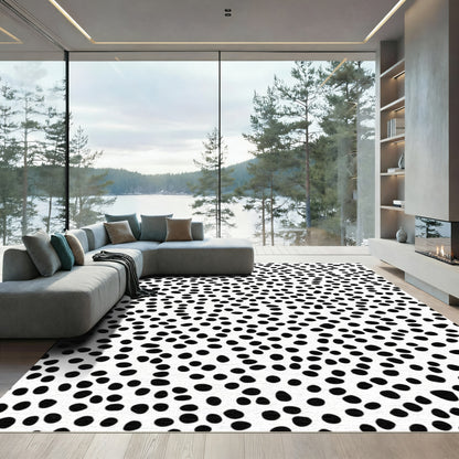 Black White Dotted Abstract Background Rug