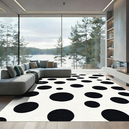 Classic Black White Polka Dot Rug