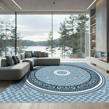 Classic Blue Circular Medallion Rug