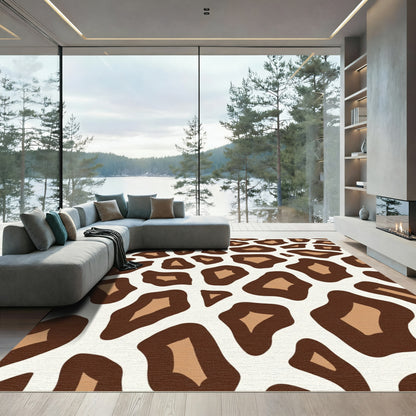 Brown Cream Abstract Spots Rug