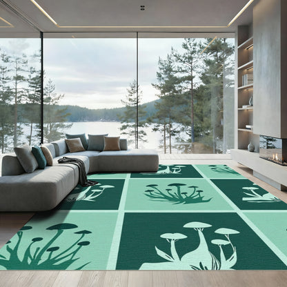 Teal Forest Fungi Cluster Repetitive Rug