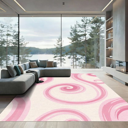 Pretty Pink Swirls on Cream Rug