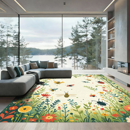 Whimsical Meadow Insects In Bloom Rug