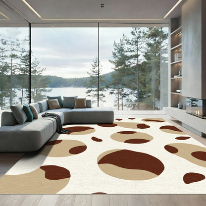 Brown Beige Abstract Spots Rug