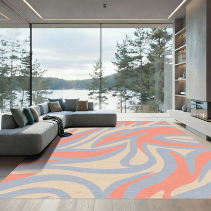 Salmon Coral Abstract Swirl Rug