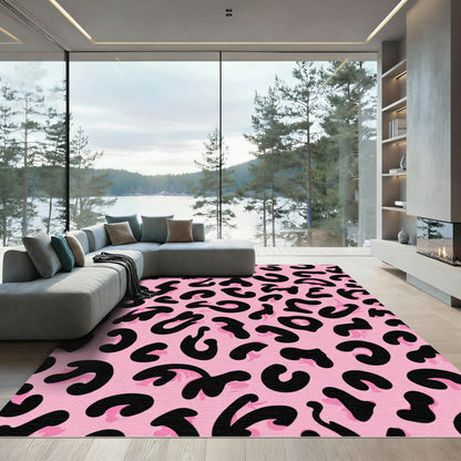Pink Black Animal Spots Rug