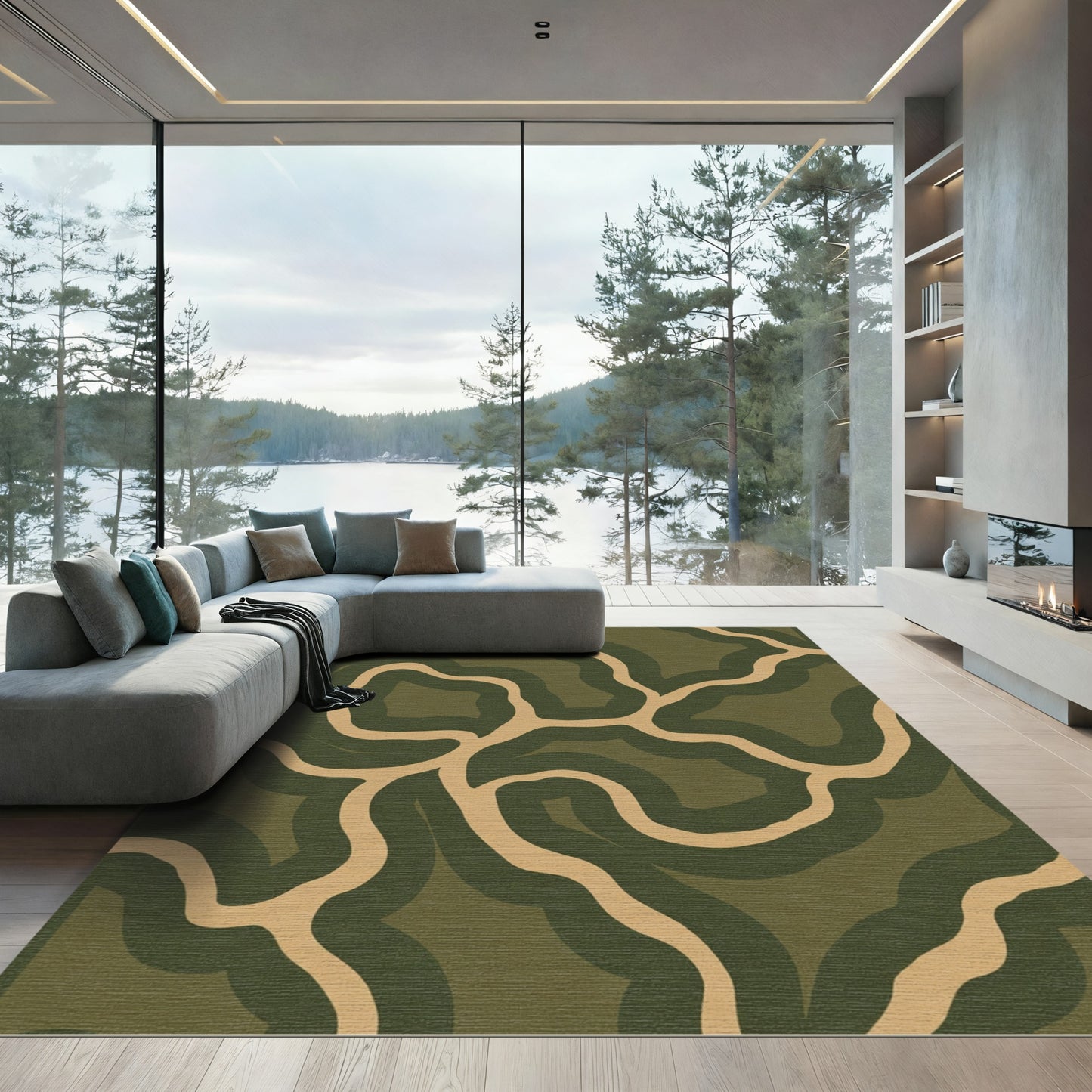 Earthy Camouflage Organic Swirls Rug
