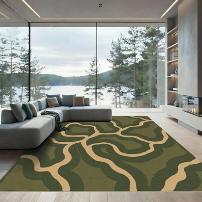 Earthy Camouflage Organic Swirls Rug