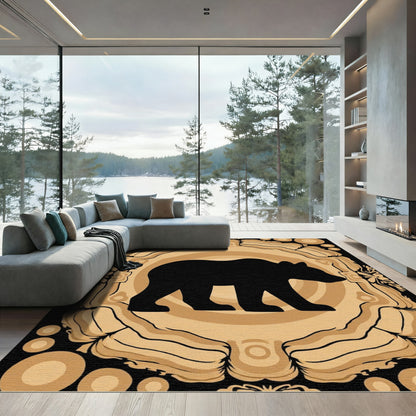 Black Bear Woodland Circle Art Rug