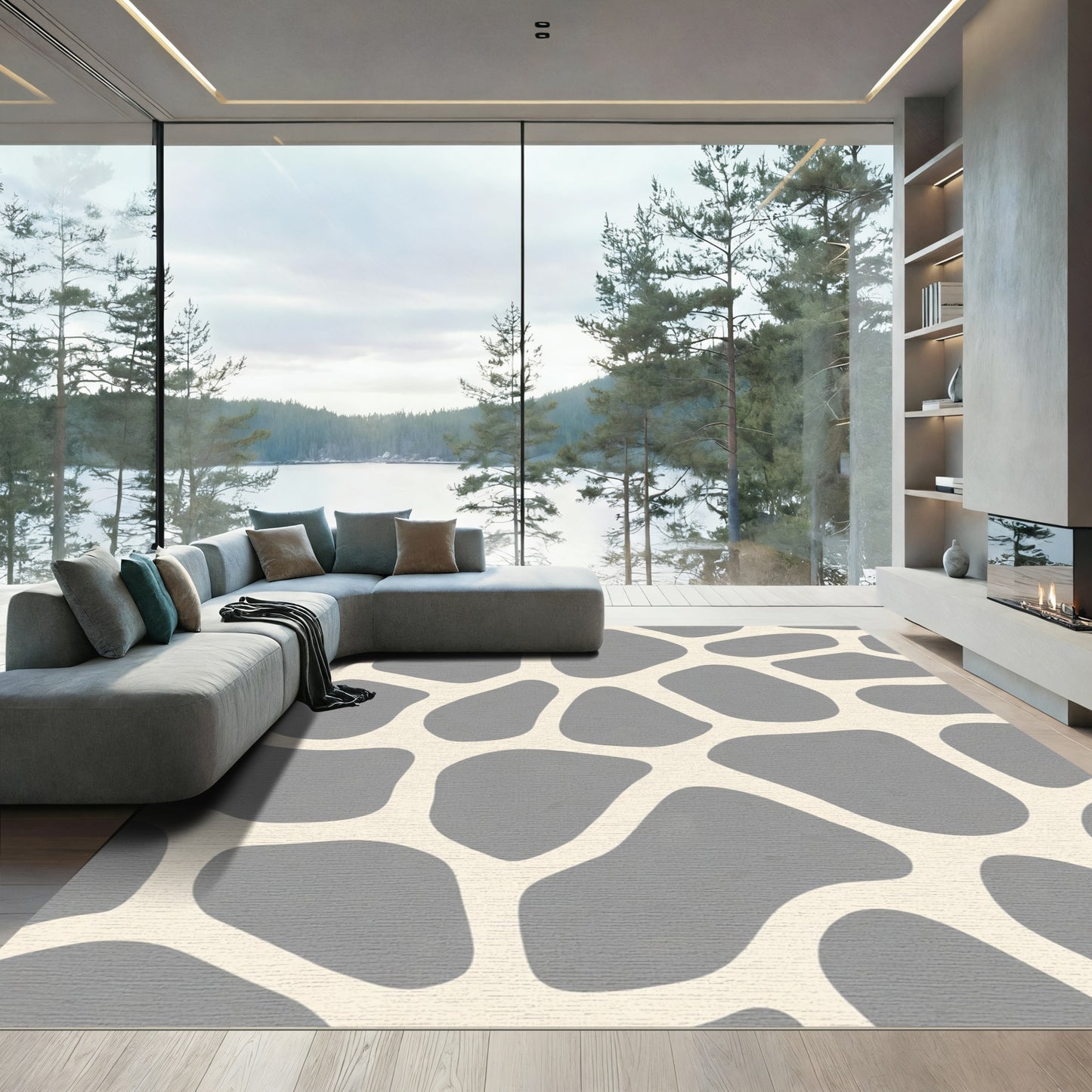 Gray Stone Organic Abstract Rug