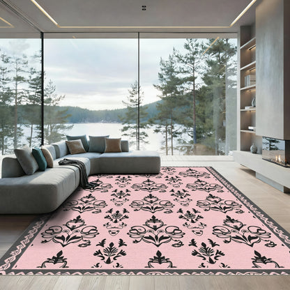 Elegant Blush Floral Damask Accent Rug
