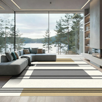 Abstract Tan Gray Grid Lines Rug