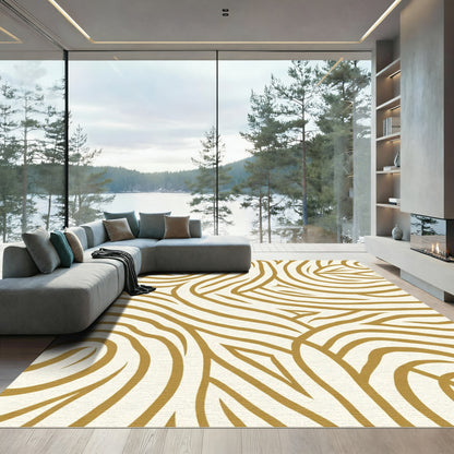 Golden Tawny Abstract Swirl Rug
