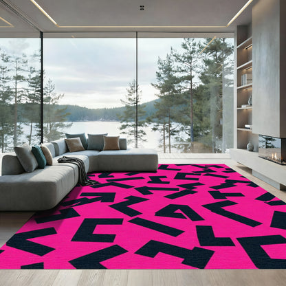 Rage Pink Geometric Fragments Rug