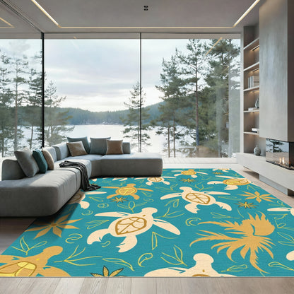 Turquoise Tortoise Tropical Ocean Pattern Rug