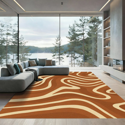 Warm Cream Swirl Layers Rug