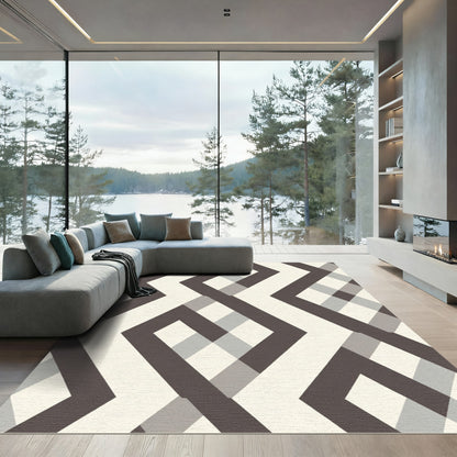 Chic Geometric Square Interlocking Maze Rug