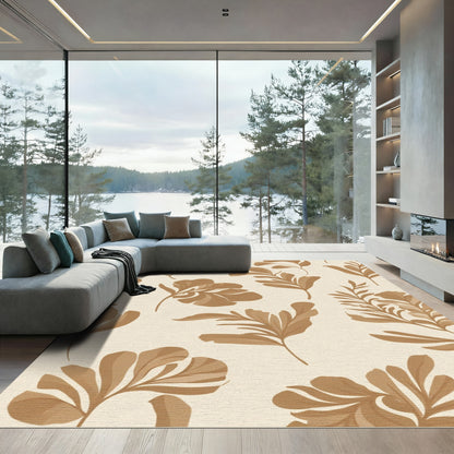 Earthy Tan Leafy Branches Rug