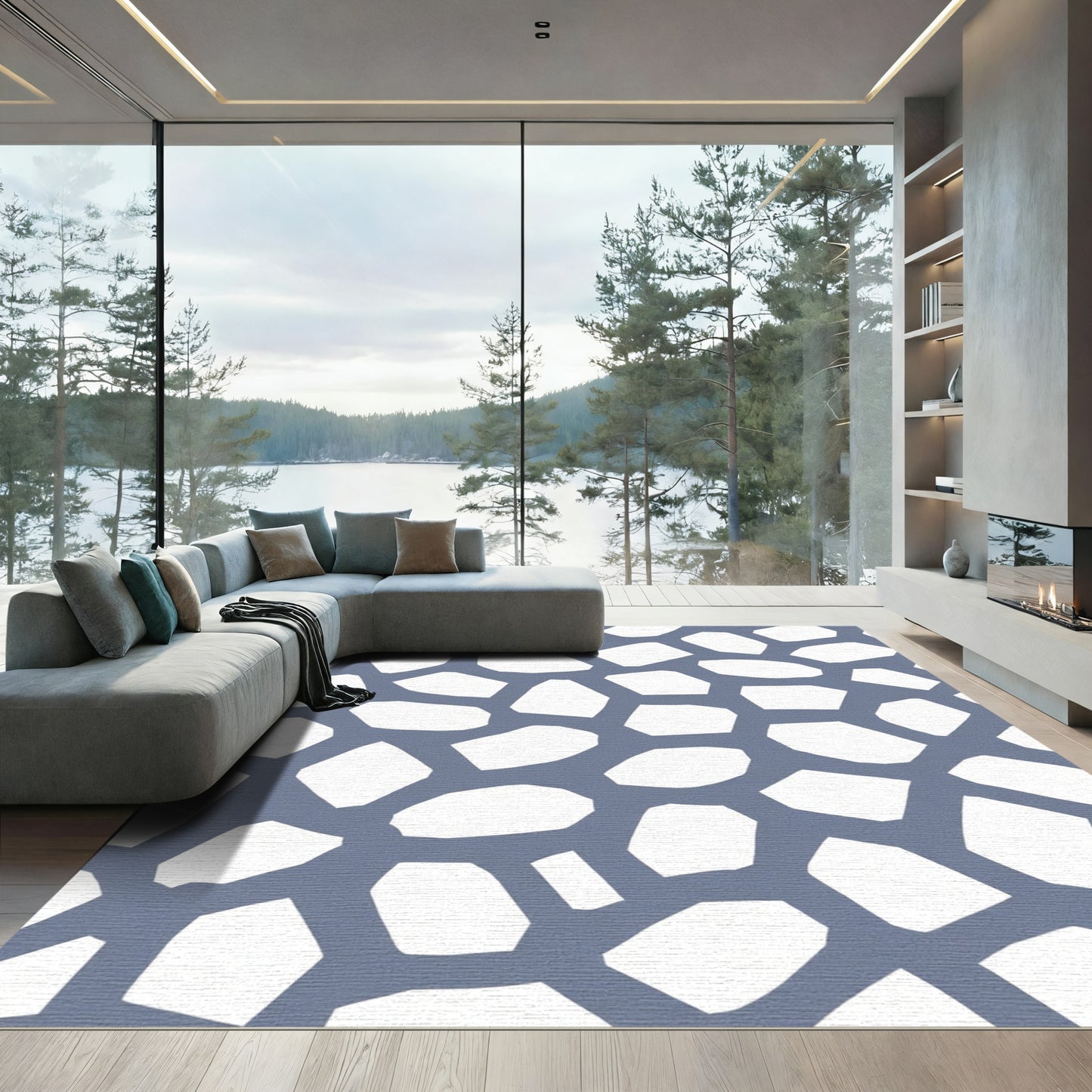 Slate Gray Irregular Stone Mosaic Rug