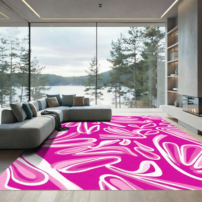 Pink Abstract Petal Swirls Rug