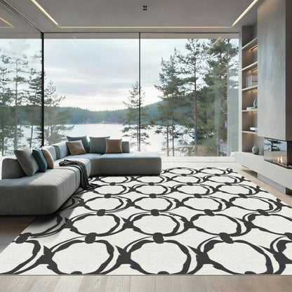 Black White Chain Link Art Rug