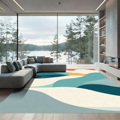 Abstract Ocean Wave Sunset Rug