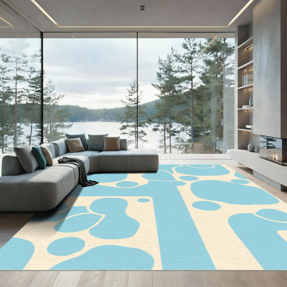 Pale Blue Abstract Organic Shapes Rug