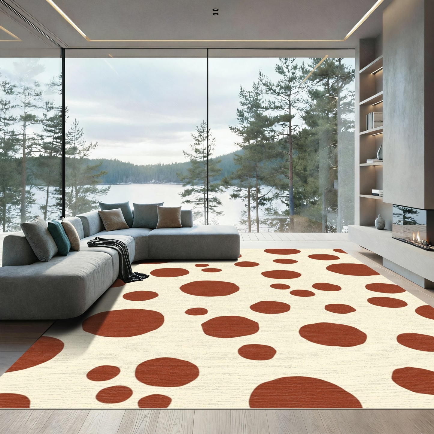 Caramel Circles Scattered Composition Rug