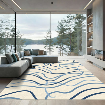 Bold Navy And Blue Ribbon Waves Rug