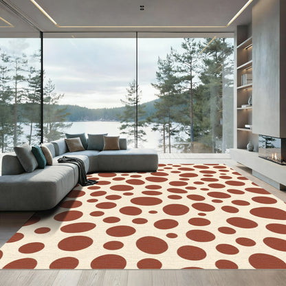 Red Dot Scattered Cream Rug