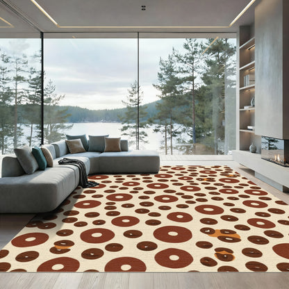 Brown Circles Scattered Abstract Ground Rug