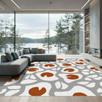 Abstract Organic Brown and Gray Forms Rug