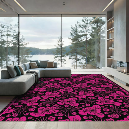 Vibrant Pink Floral Collage Rug