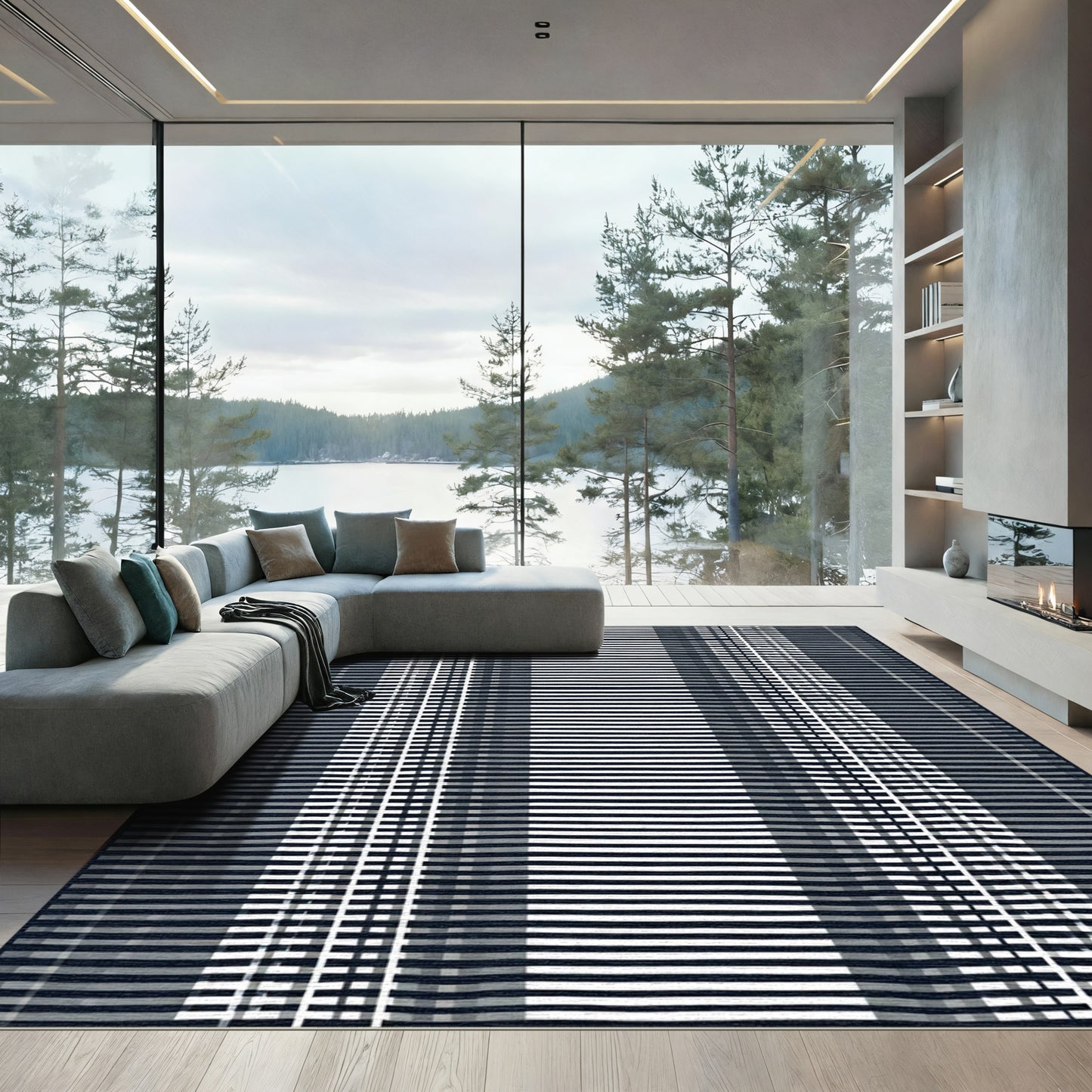 Monochromatic Tonal Striped Vertical Rug