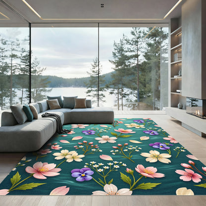 Delicate Pink Violet Blossom Canopy Rug
