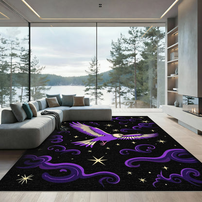 Purple Bird Cosmic Night Sky Rug