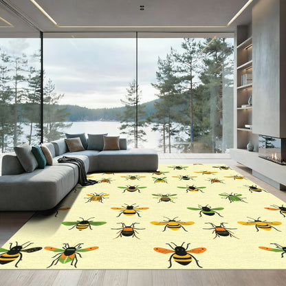 Playful Yellow And Green Bee Medley Rug