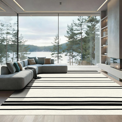 Minimalist Black Stripe Ivory Rug