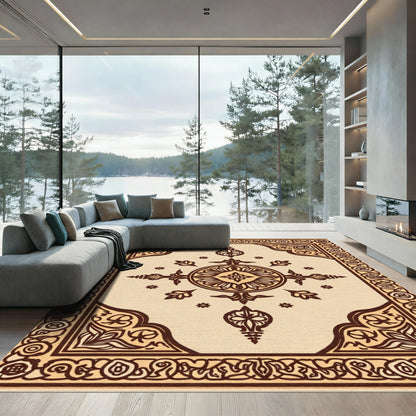 Golden Brown Ornate Medallion Rug