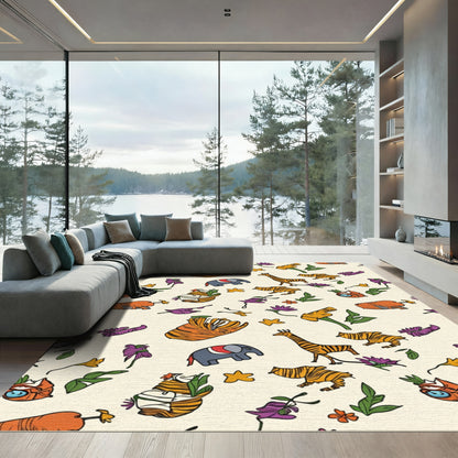 Whimsical Animal Safari Jungle Adventure Rug