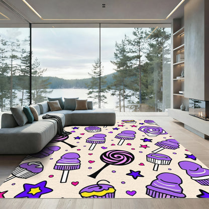 Purple Lollipop And Cupcake Stars Rug