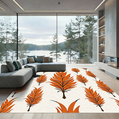 Orange Feathered Flora Repeating Composition Rug